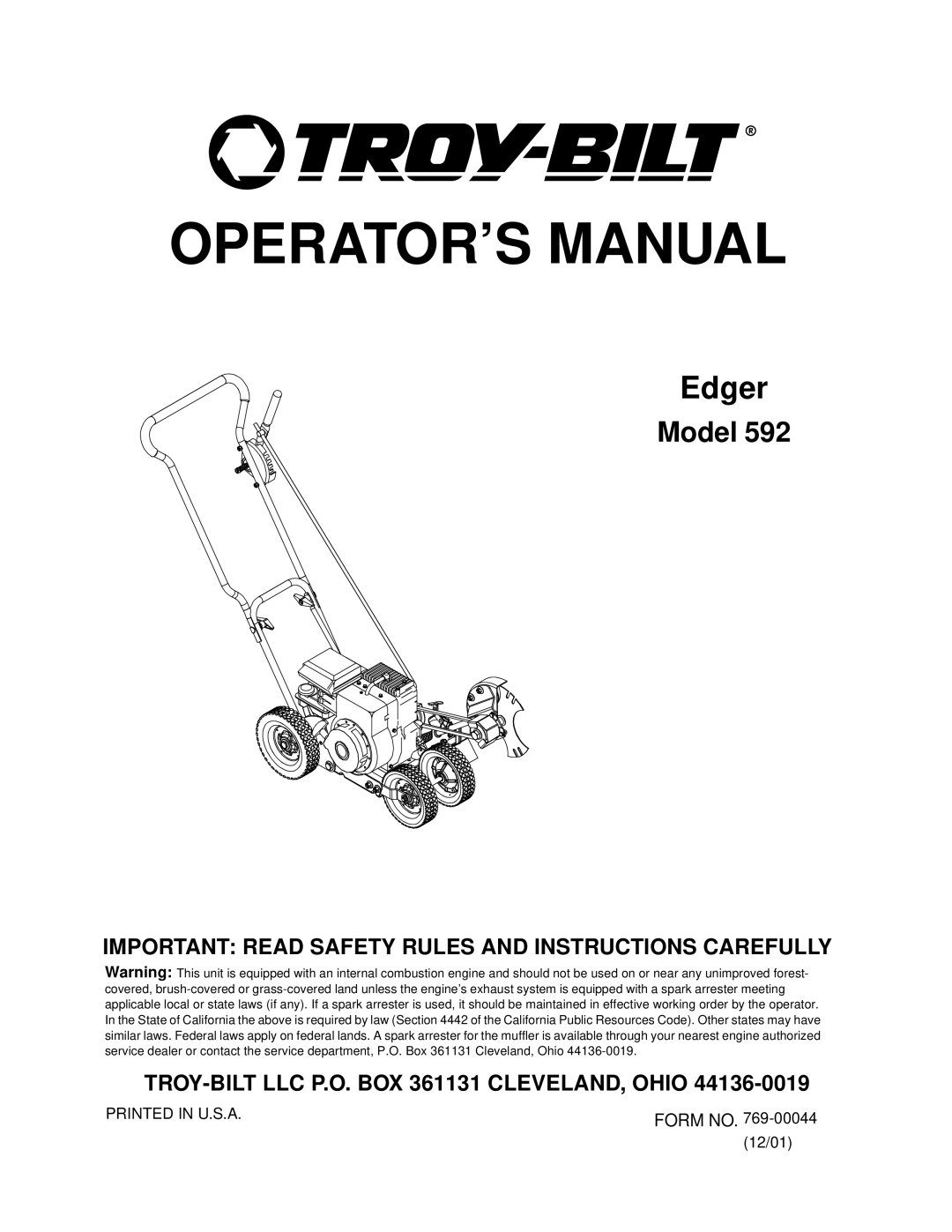 Briggs & Stratton 592 manual OPERATOR’S Manual 