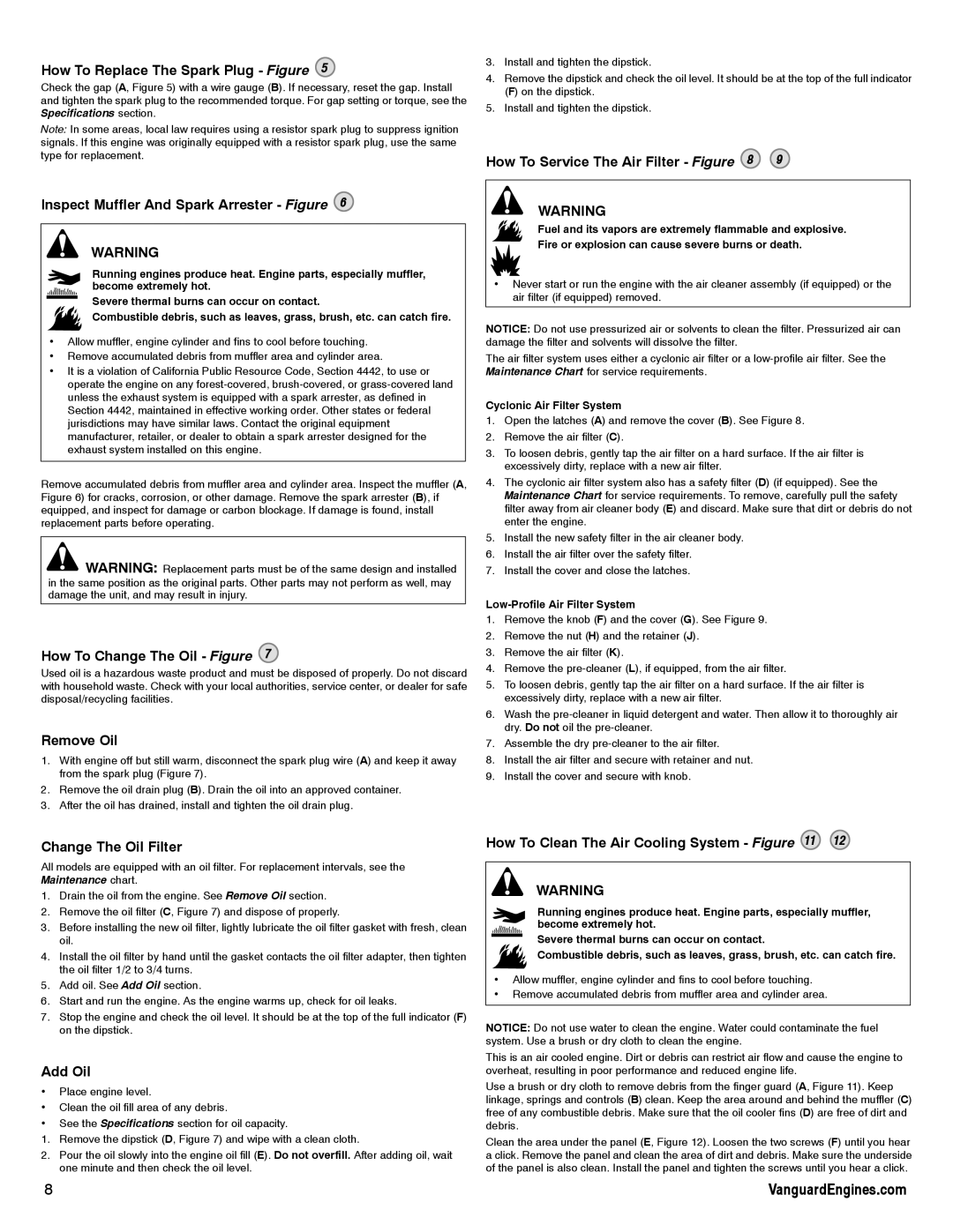 Briggs & Stratton 610000 manual How To Replace The Spark Plug Figure, Inspect Muffler And Spark Arrester Figure, Remove Oil 