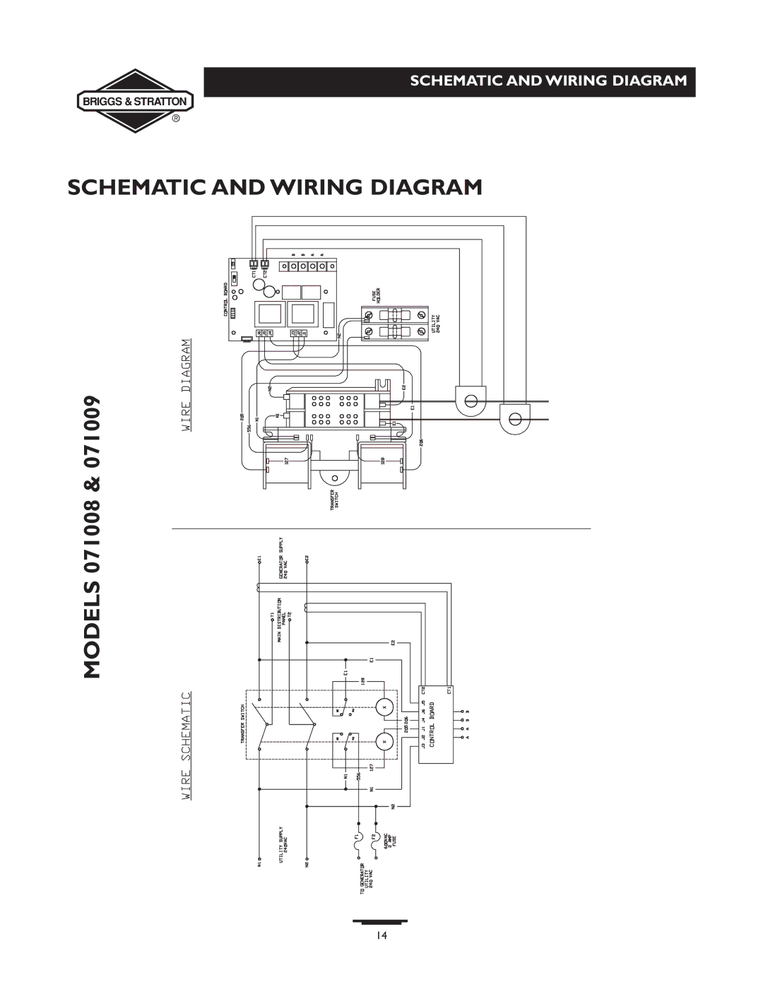 Briggs & Stratton 71009, 71008, 71010, 71011 manual Schematic and Wiring Diagram 