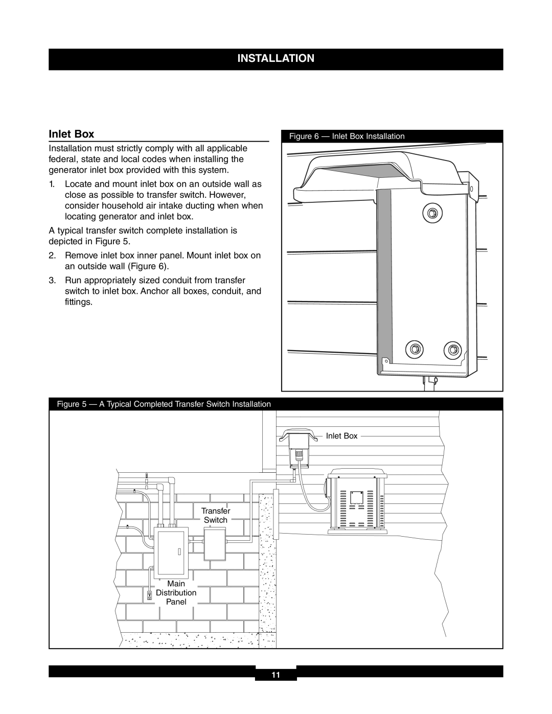 Briggs & Stratton 30A NEMA 1, 71017 manual Inlet Box 