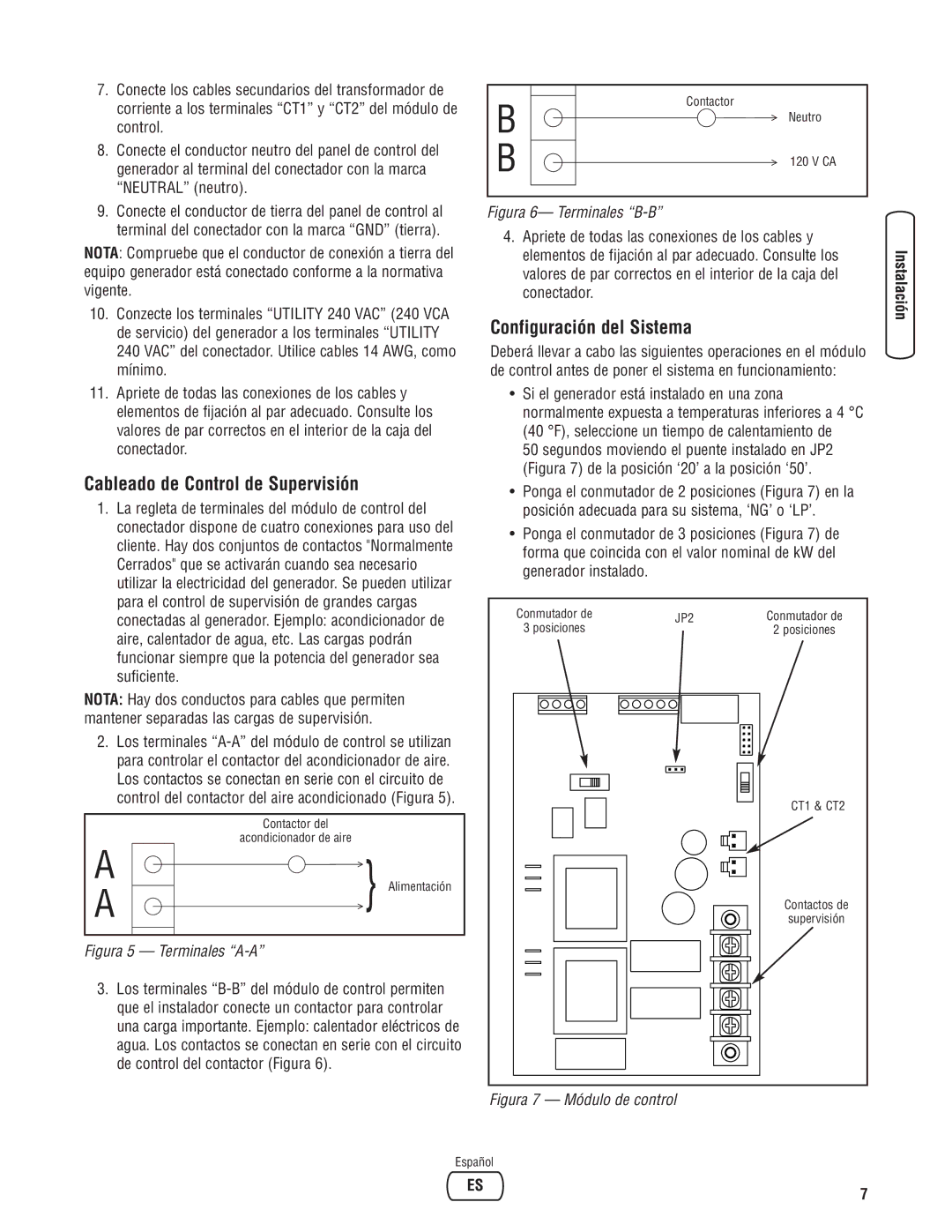 Briggs & Stratton 71020, 71021, 71019, 71018 manual Cableado de Control de Supervisión, Configuración del Sistema 