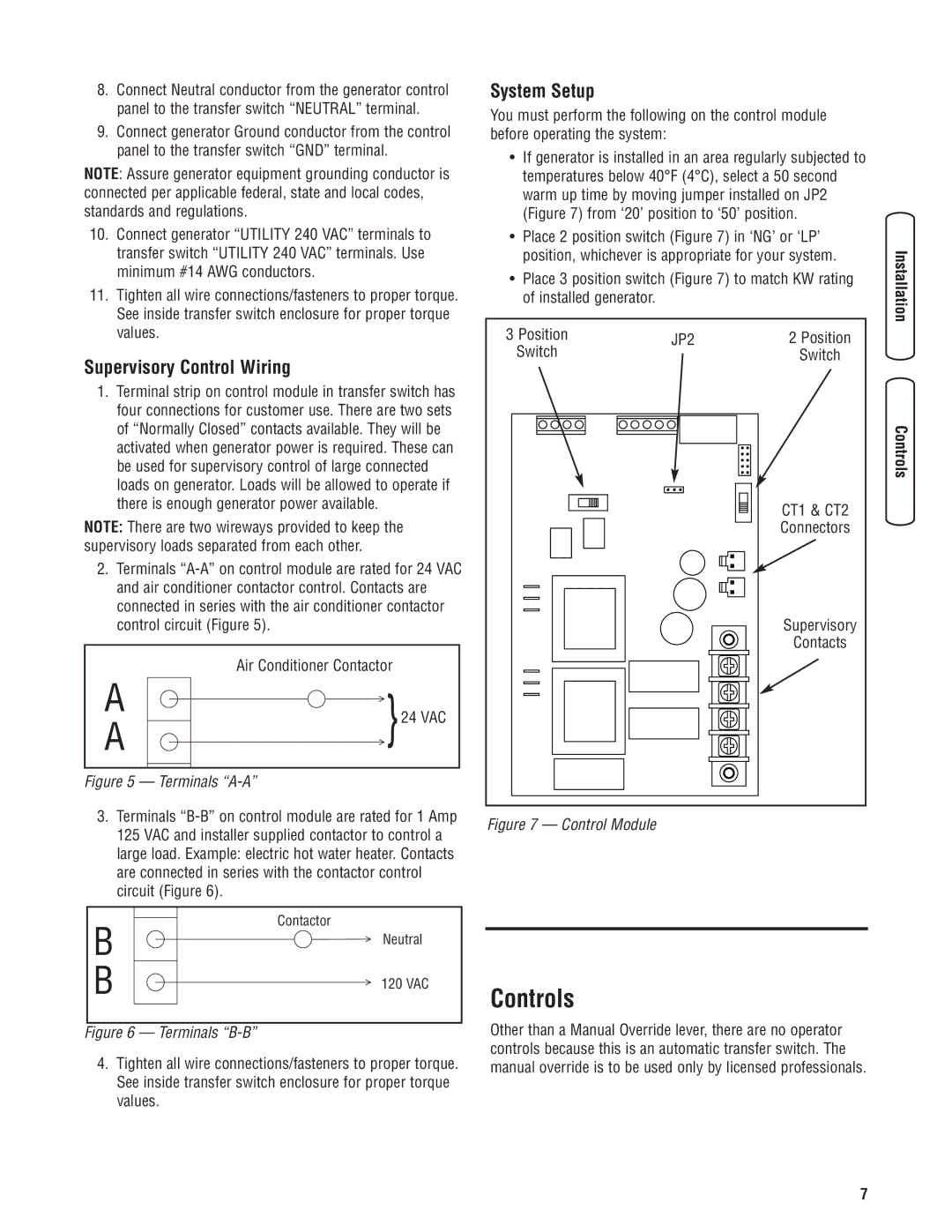 Briggs & Stratton 71020, 71021, 71019, 71018 manual Controls, Supervisory Control Wiring, System Setup 