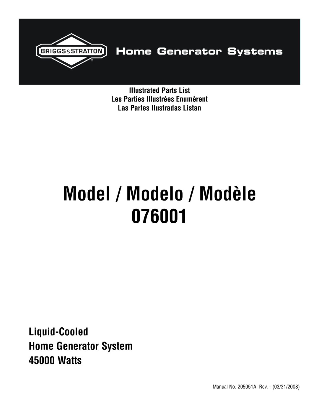 Briggs & Stratton manual Model / Modelo / Modèle 076001 