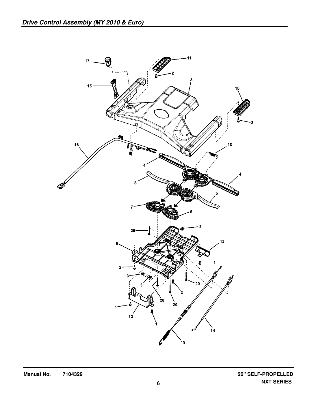 Briggs & Stratton 7800752, 7800580, 7800696, 7800722, 7800782 manual Drive Control Assembly MY 2010 & Euro 