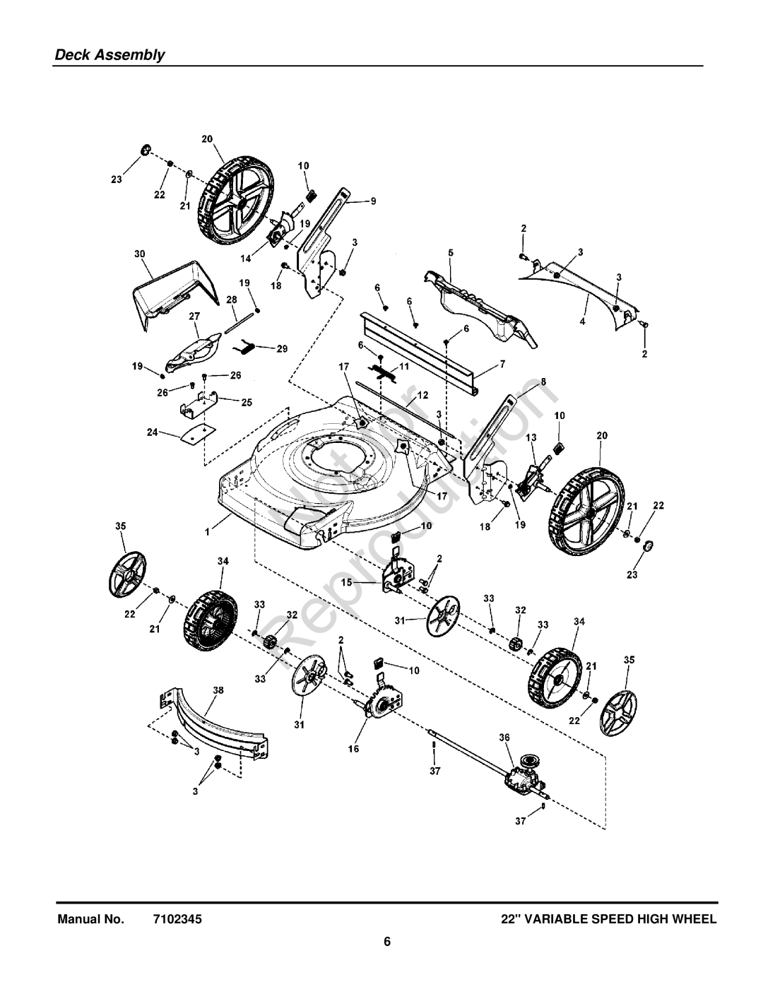 Briggs & Stratton 7800230, 7800585, 7800420, 7800190 manual Deck Assembly 