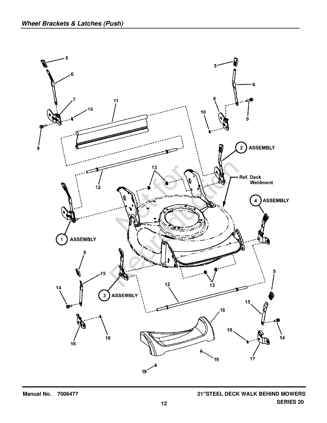 Briggs & Stratton 7800432, 7800602, 7800600, 7800601, 7800596, 7800554, 7800439, 7800597, 7800438 Wheel Brackets & Latches Push 