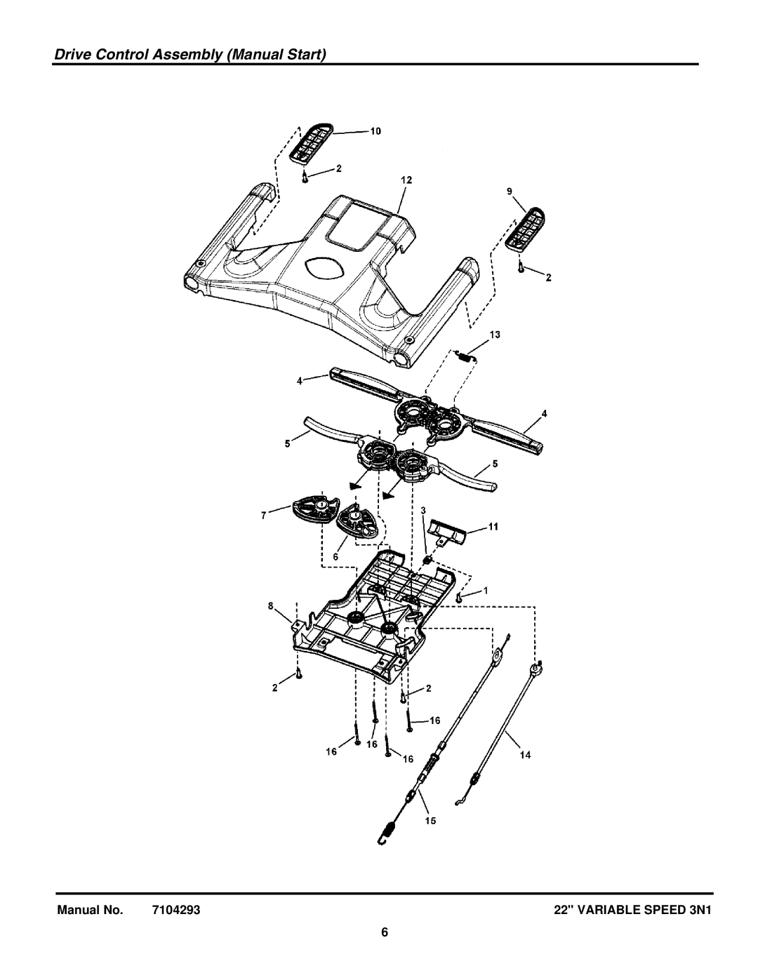 Briggs & Stratton 7800707, 7800756, 7800708, 7800757 manual Drive Control Assembly Manual Start 