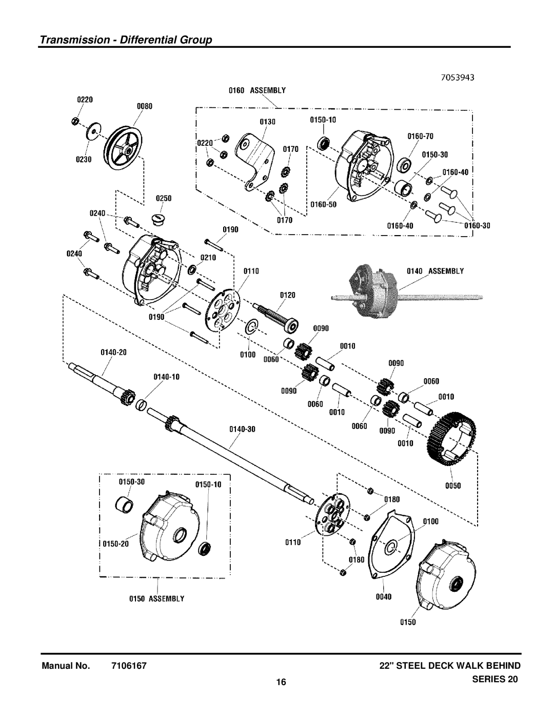 Briggs & Stratton 7800849 manual Transmission Differential Group 