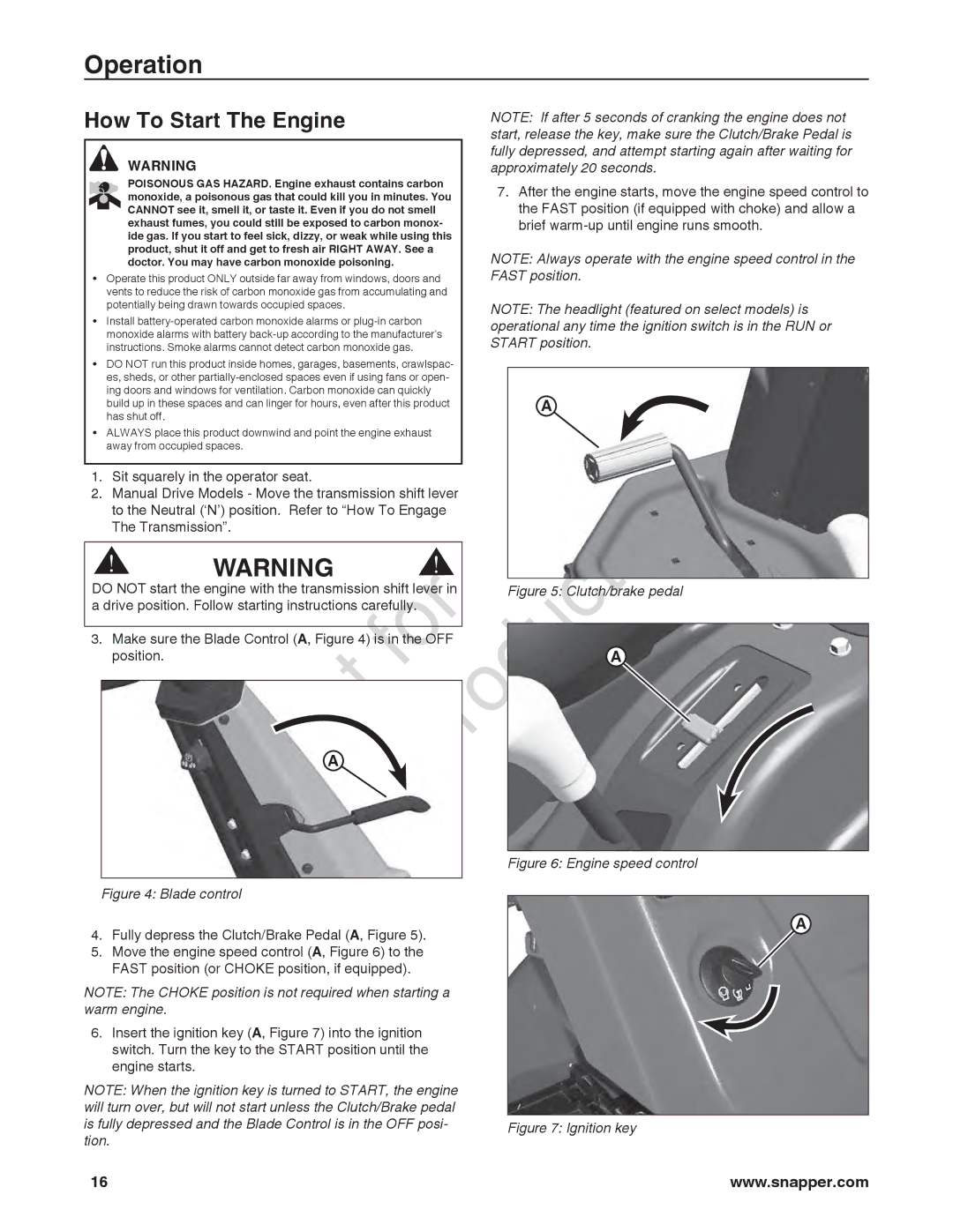 Briggs & Stratton 7800918-00, 7800932-00, 7800920-00, 7800921-00 manual How To Start The Engine 