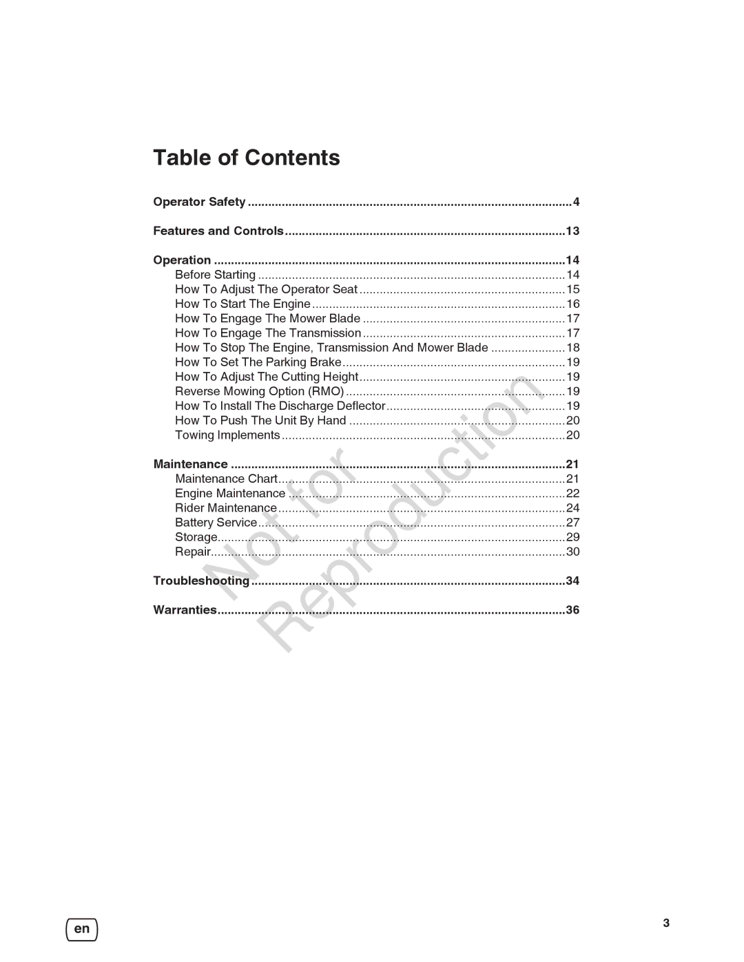 Briggs & Stratton 7800921-00, 7800918-00, 7800932-00, 7800920-00 manual Table of Contents 