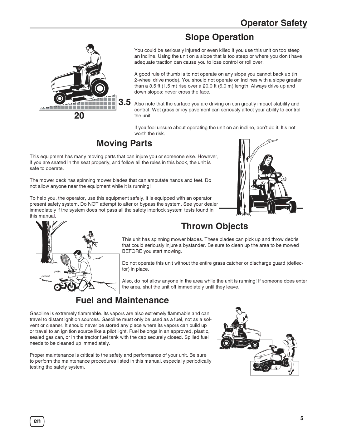 Briggs & Stratton 7800932-00, 7800918-00, 7800920-00, 7800921-00 manual Operator Safety Slope Operation, Moving Parts 