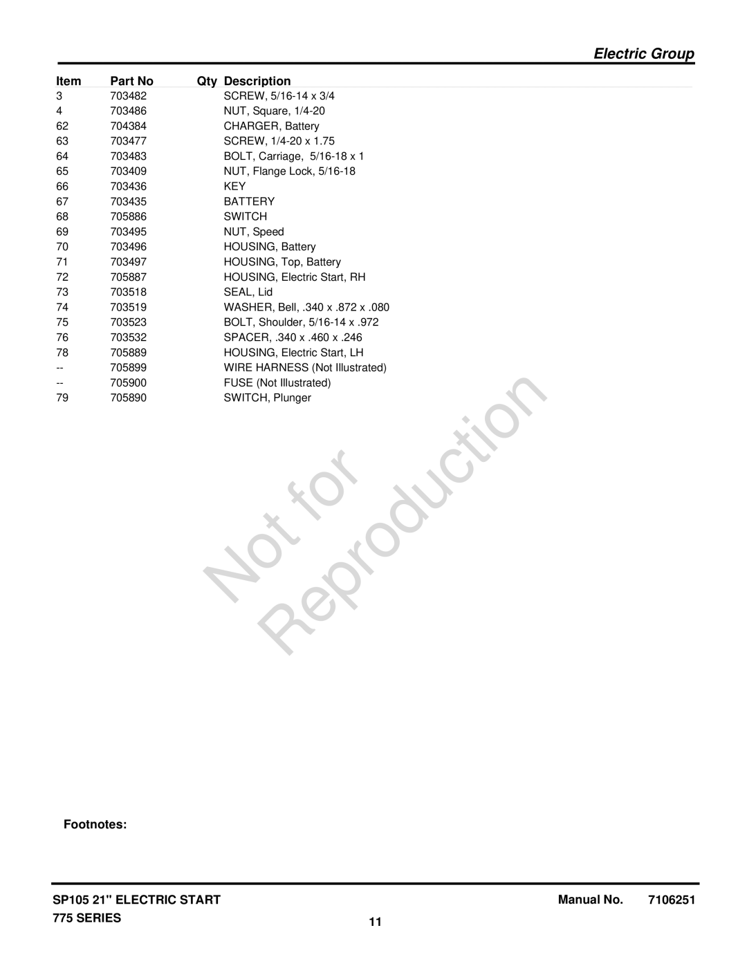 Briggs & Stratton 7800956-00, 7800961-00 manual Key 