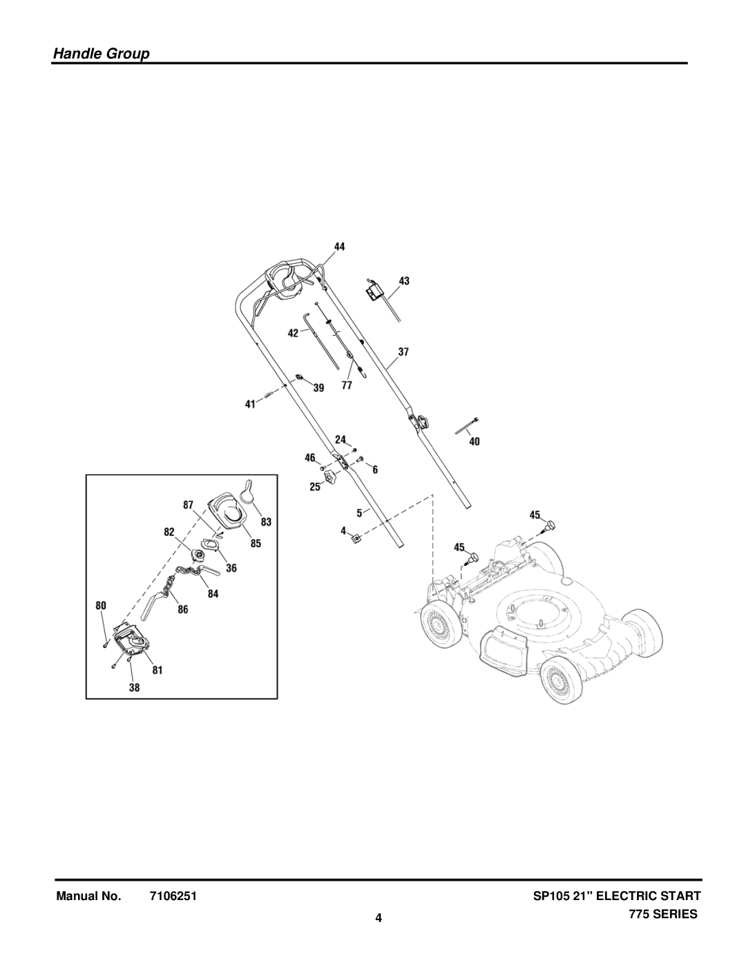 Briggs & Stratton 7800961-00, 7800956-00 manual Handle Group 