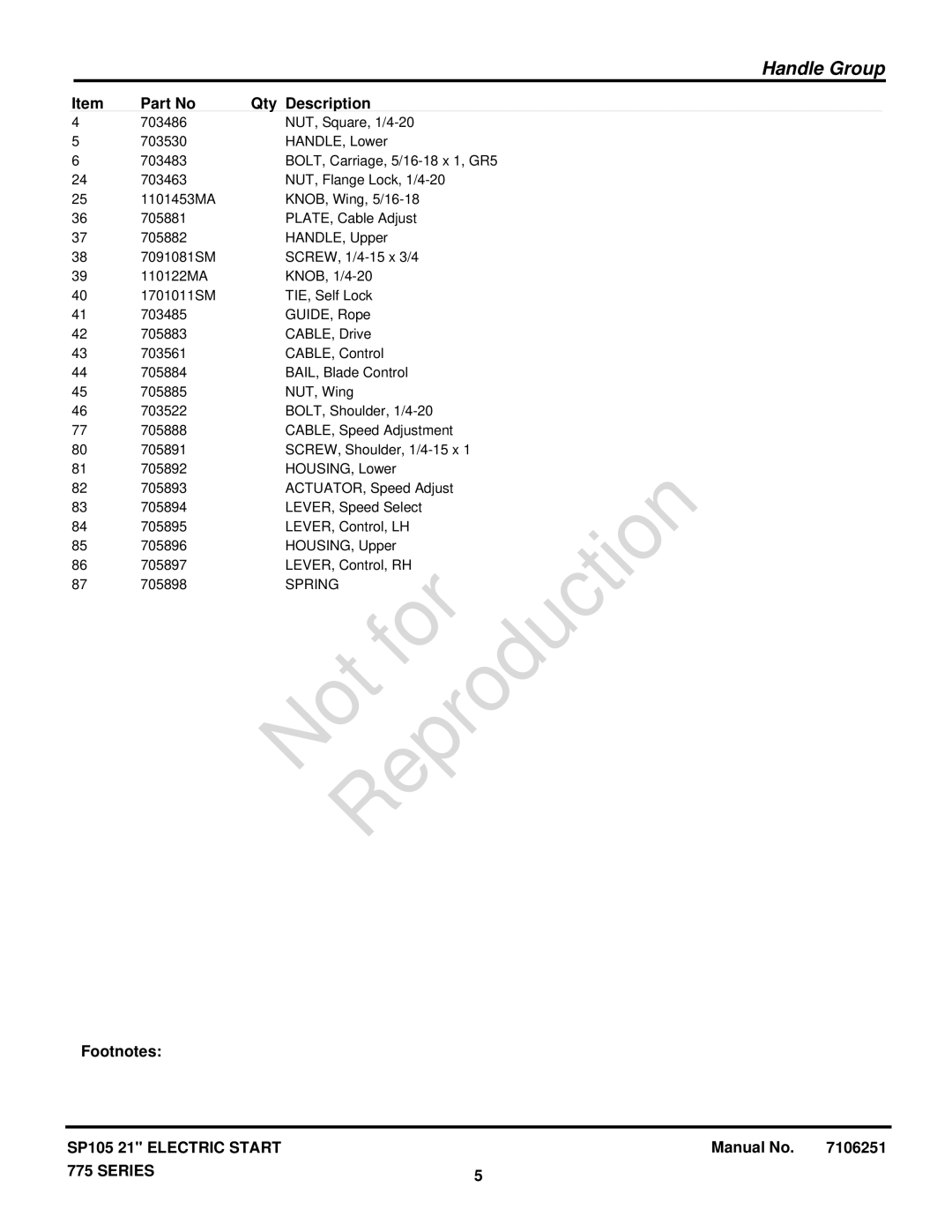 Briggs & Stratton 7800956-00, 7800961-00 manual NotReproductionfor 