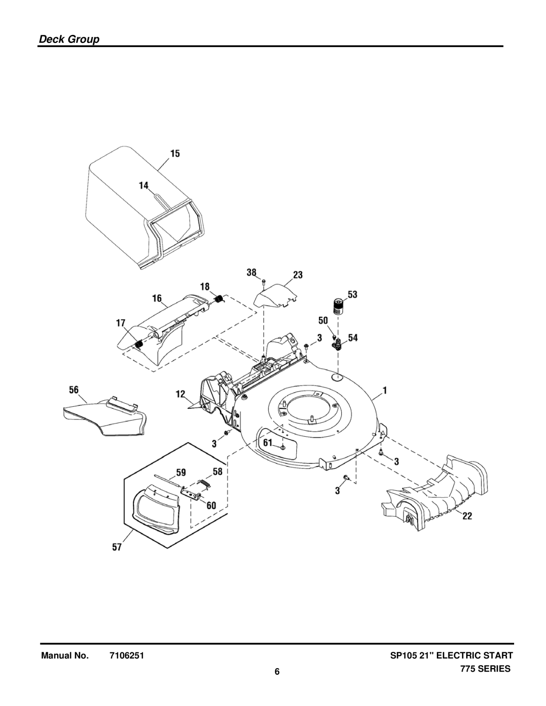 Briggs & Stratton 7800961-00, 7800956-00 manual Deck Group 