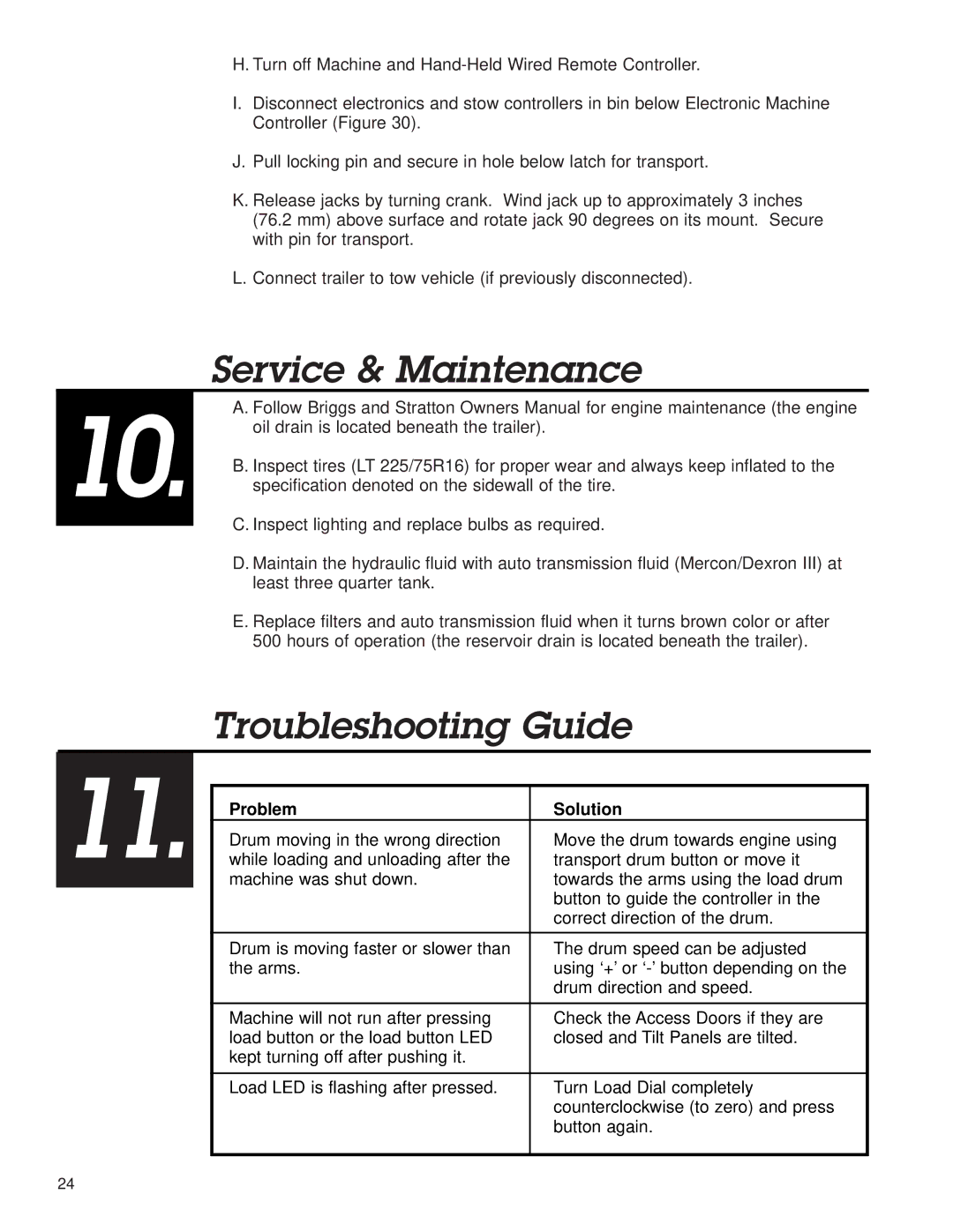 Briggs & Stratton 8 manual Service & Maintenance, Troubleshooting Guide, Problem Solution 