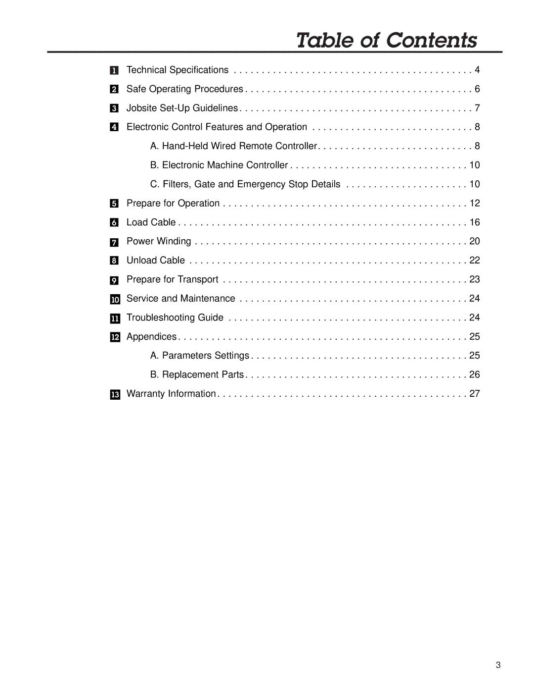 Briggs & Stratton 8 manual Table of Contents 