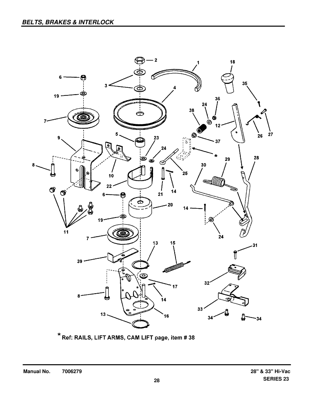 Briggs & Stratton 85622, 85624, 84940, 84883, 7800647, 84876, 84878, 84879, 84871, 84874, 84885, 7800649 BELTS, Brakes & Interlock 