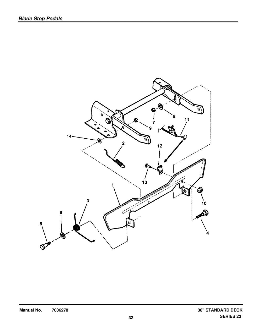 Briggs & Stratton 84877 301323BVE, 85625 3013523BVE, 85623 3012523BVE, 84882 W301023BVE, 7800650 3012523BVE Blade Stop Pedals 