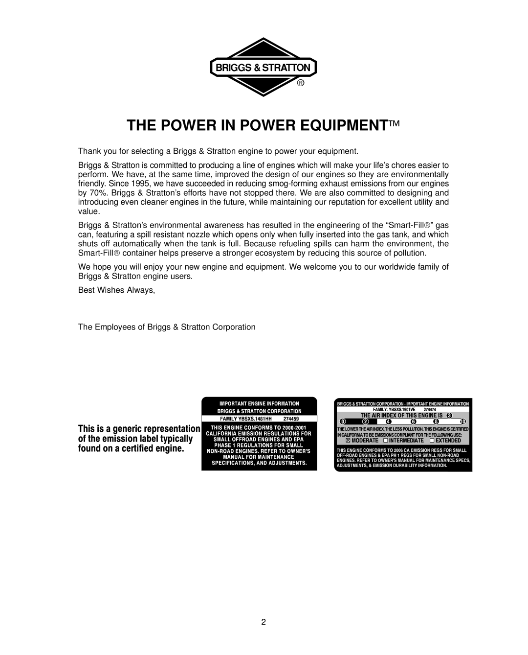 Briggs & Stratton 91200, 92200, 94200 warranty Power in Power EQUIPMENT 