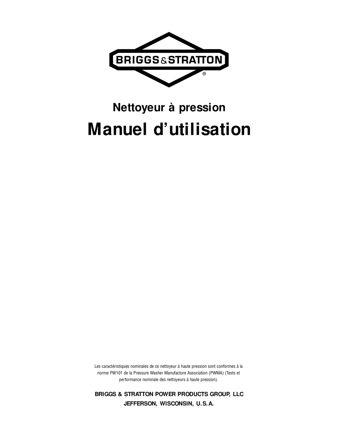 Briggs & Stratton Electric Pressure Washer manual Manuel d’utilisation 