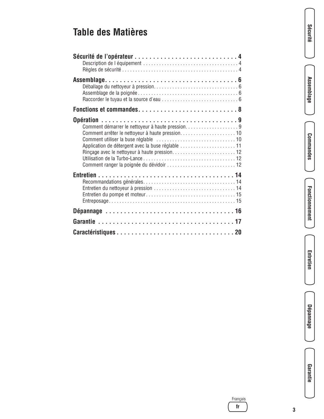 Briggs & Stratton Electric Pressure Washer manual Sécurité de l’opérateur, Assemblage, Fonctions et commandes Opération 