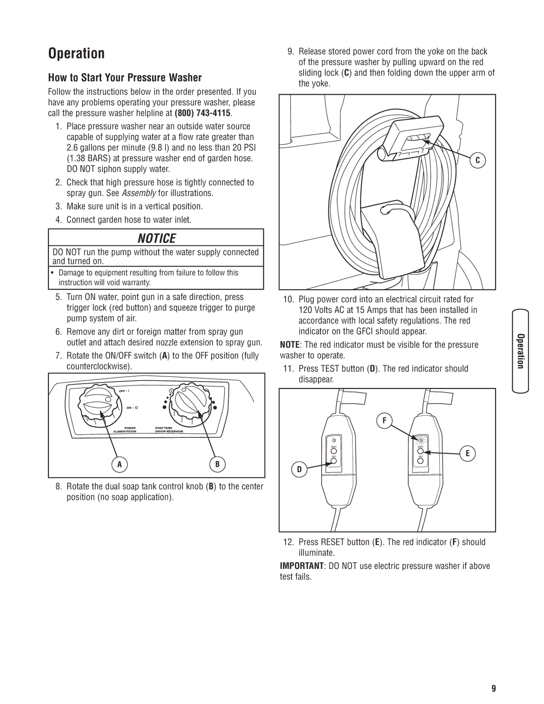 Briggs & Stratton Electric Pressure Washer manual Operation, How to Start Your Pressure Washer 