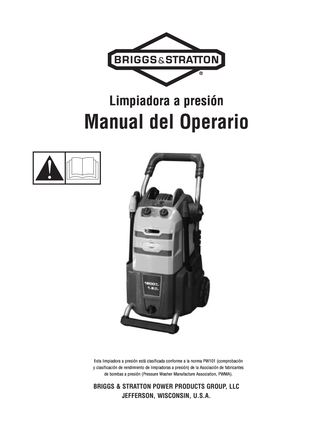Briggs & Stratton Electric Pressure Washer manual Manual del Operario, Limpiadora a presión, Jefferson, Wisconsin, U.S.A 