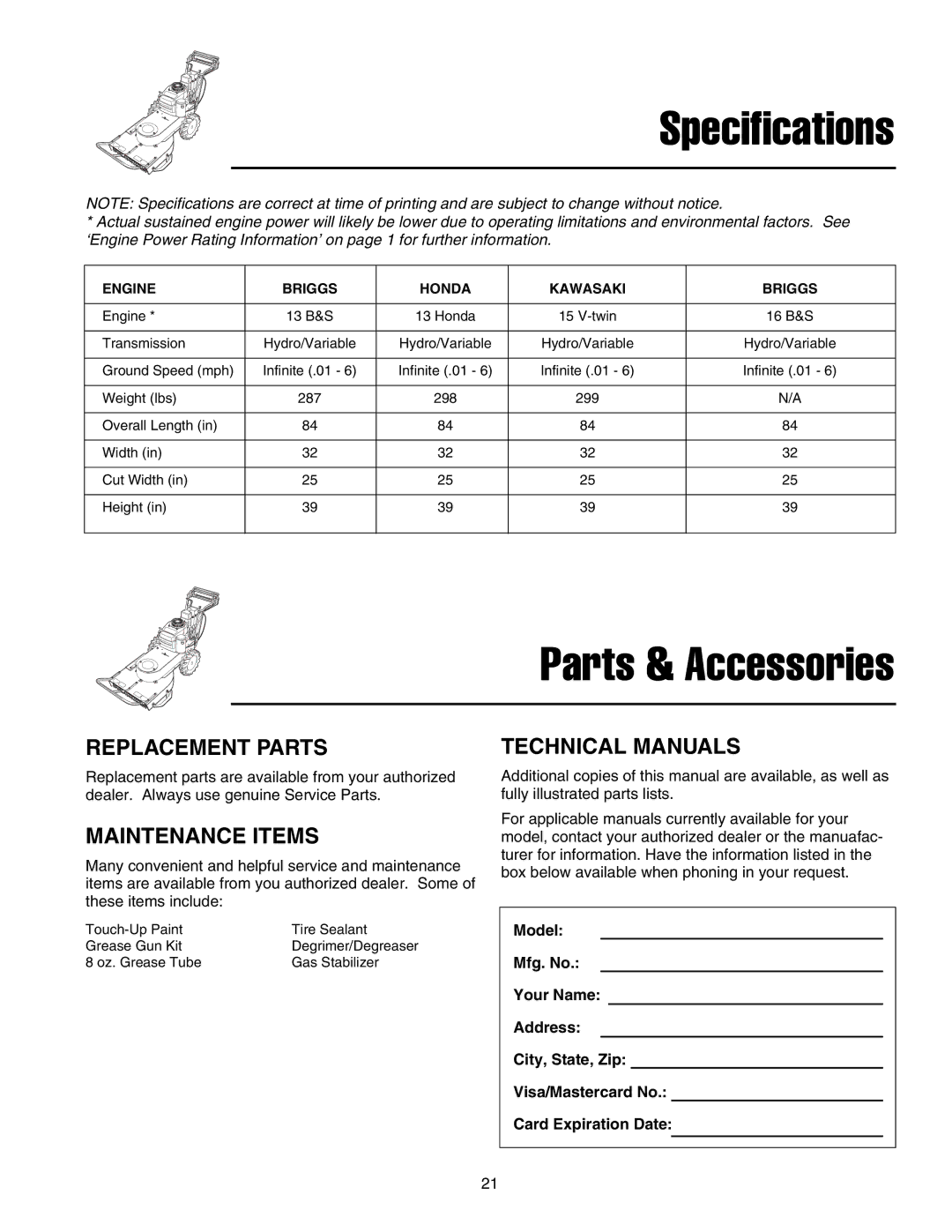 Briggs & Stratton FB13250BS Specifications, Parts & Accessories, Replacement Parts, Maintenance Items, Technical Manuals 