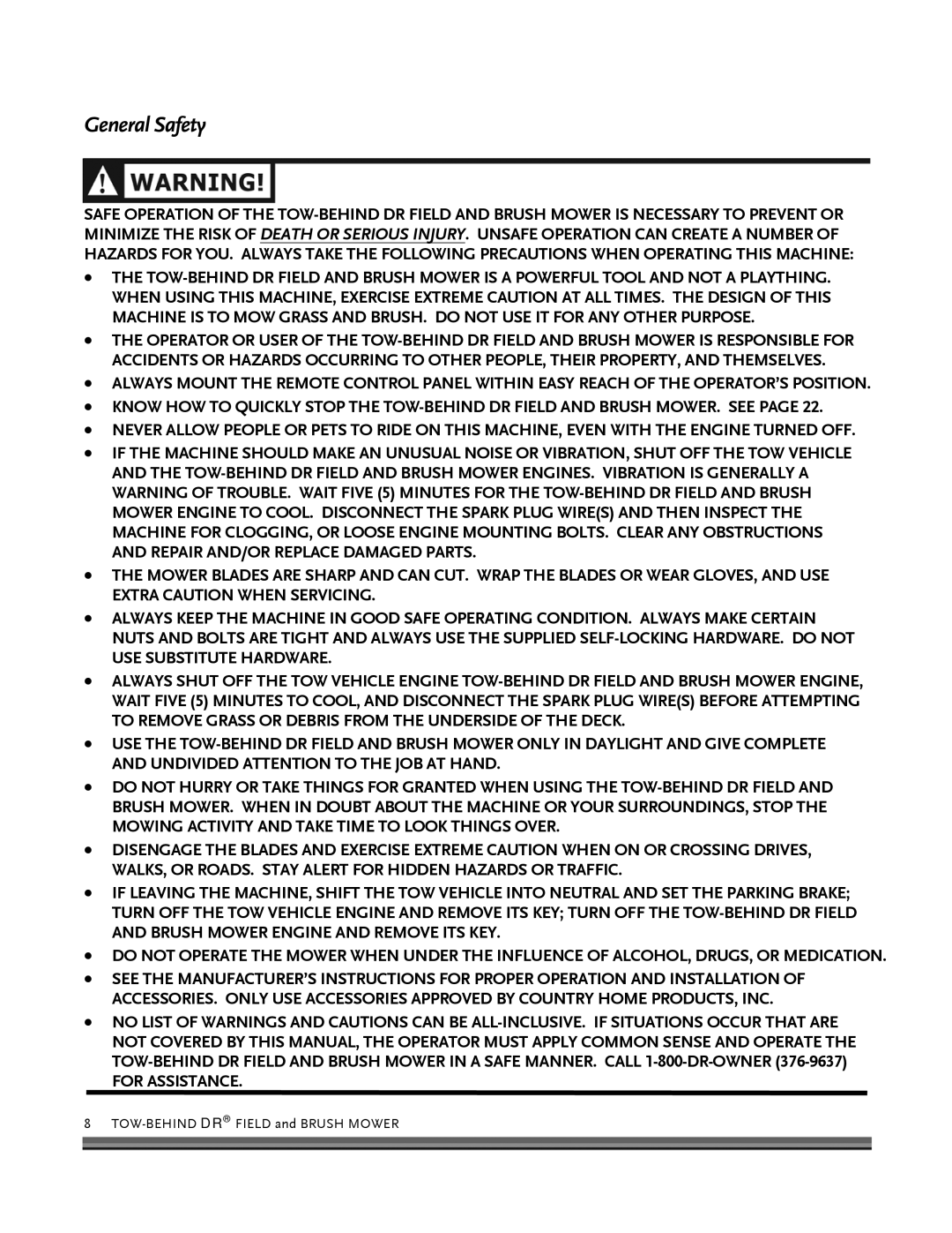 Briggs & Stratton FIELD and BRUSH MOWER manual General Safety, For Assistance 