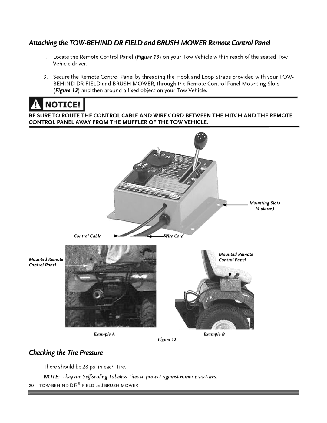 Briggs & Stratton FIELD and BRUSH MOWER manual Checking the Tire Pressure 