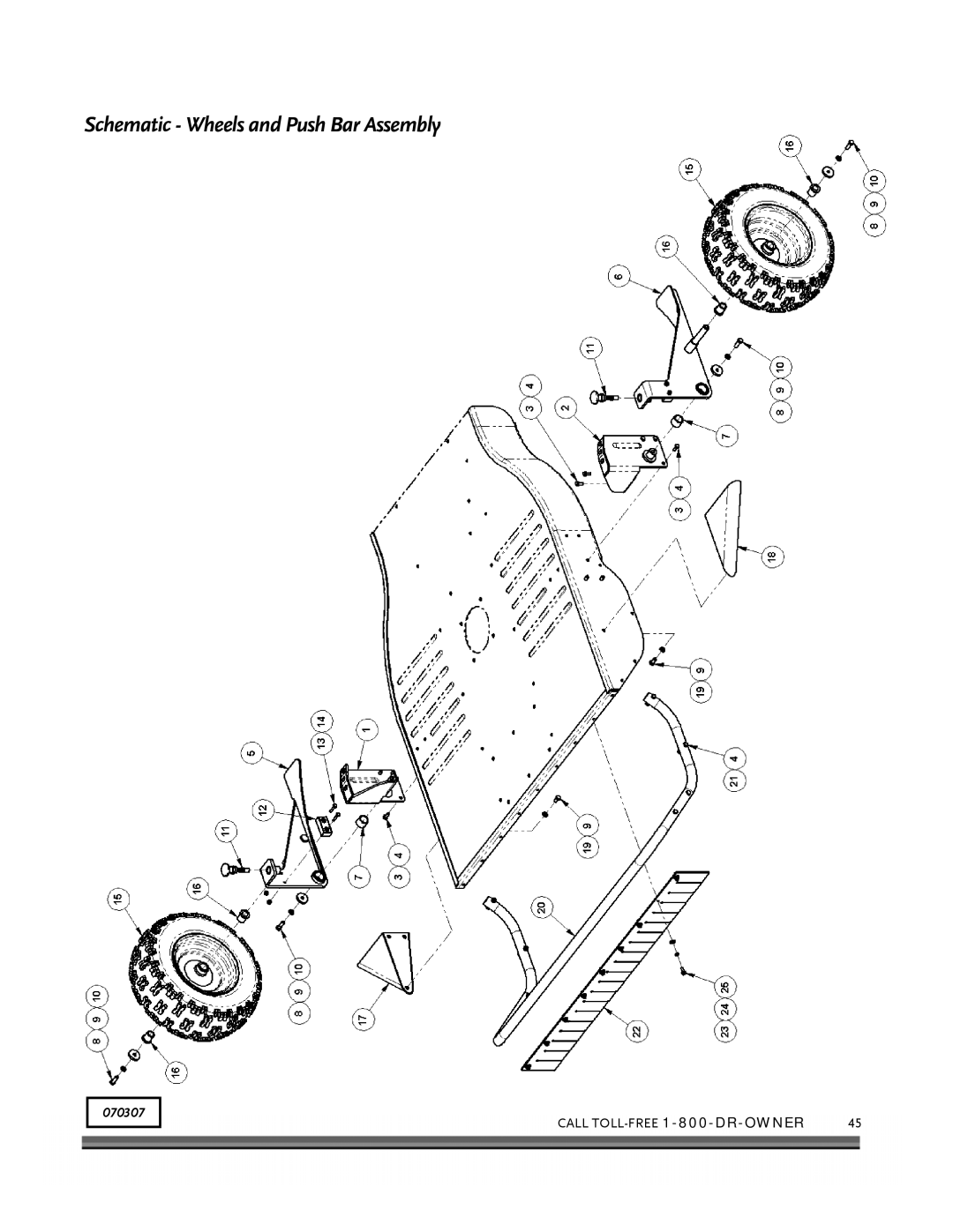 Briggs & Stratton FIELD and BRUSH MOWER manual Schematic Wheels and Push Bar Assembly 