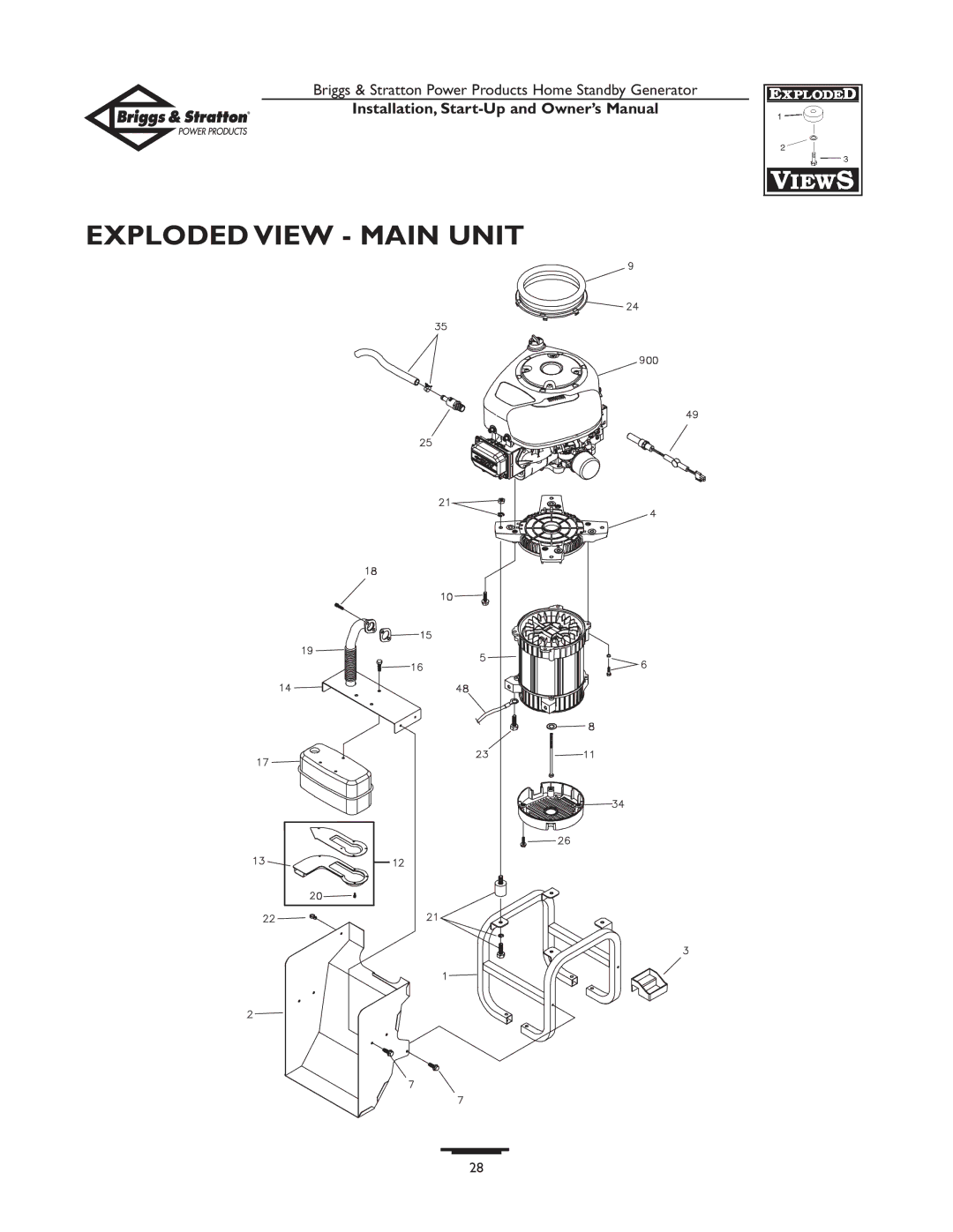 Briggs & Stratton Generator owner manual Exploded View Main Unit 