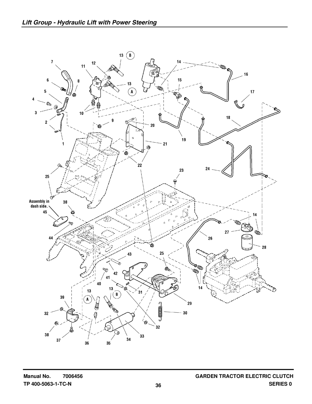 Briggs & Stratton GT23540 (2690258), GT23540 (1694621) manual Lift Group Hydraulic Lift with Power Steering 