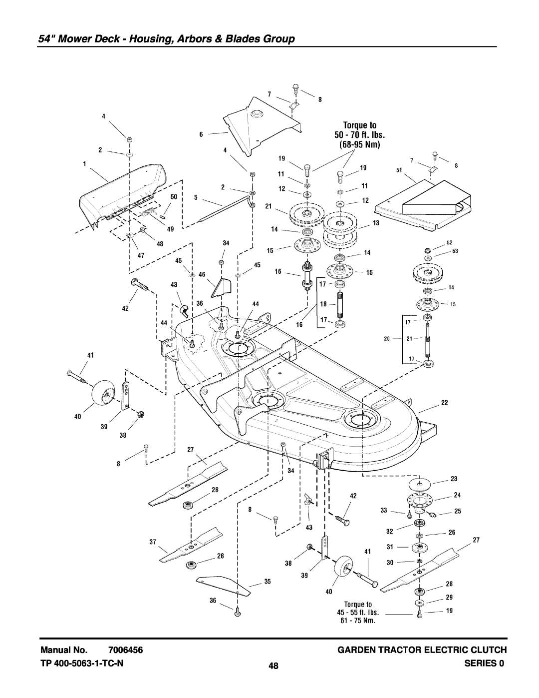 Briggs & Stratton GT23540 Mower Deck - Housing, Arbors & Blades Group, Manual No, 7006456, Garden Tractor Electric Clutch 