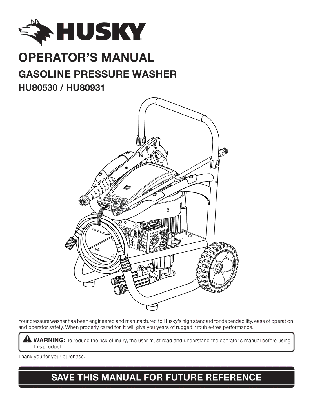 Briggs & Stratton HU80530, HU80931 manual OPERATOR’S Manual, Save this Manual for Future Reference 