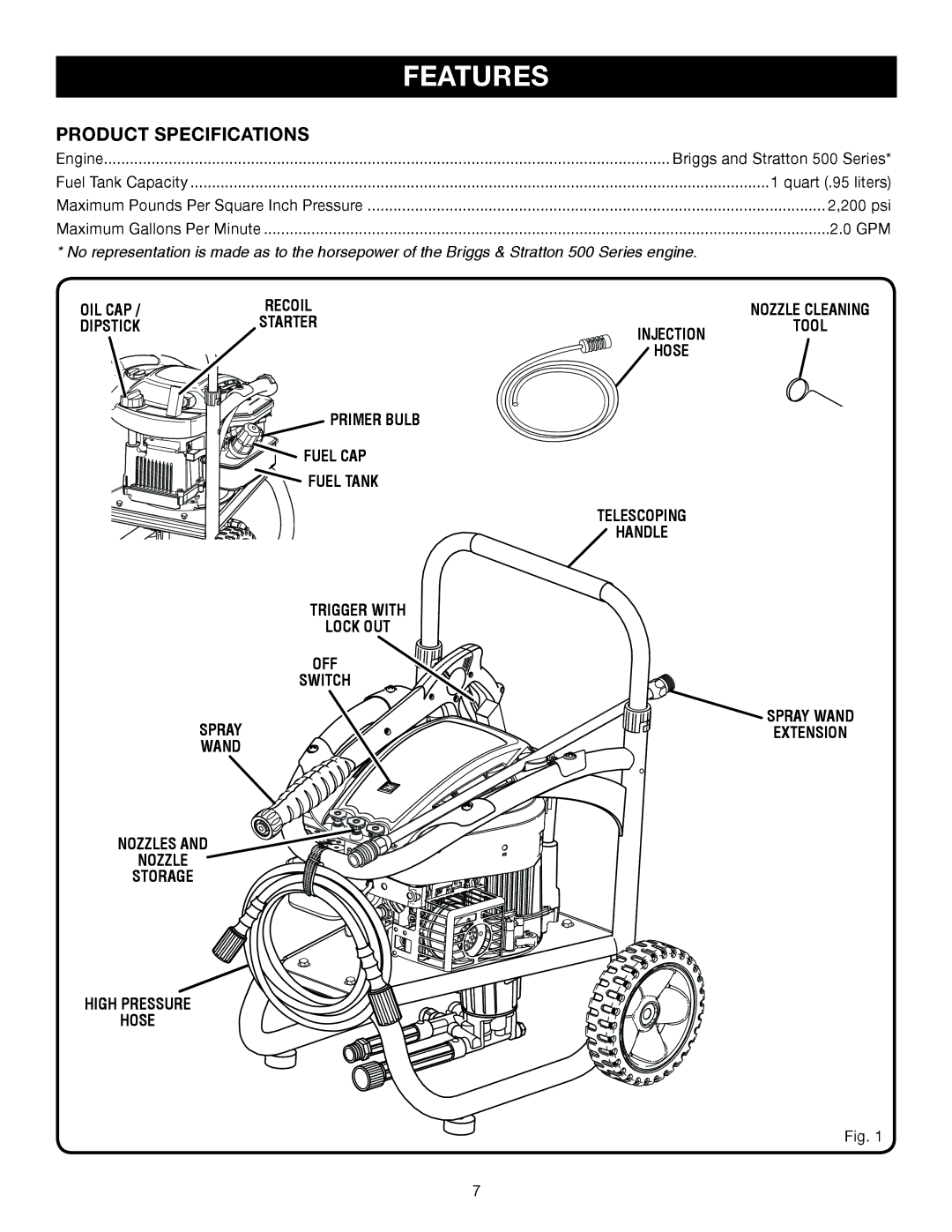 Briggs & Stratton HU80530, HU80931 manual Product Specifications, Oil Cap, Dipstick 