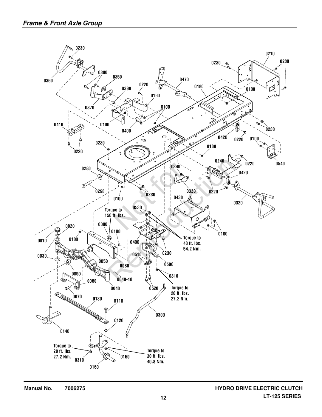 Briggs & Stratton LT-125 manual Frame & Front Axle Group 