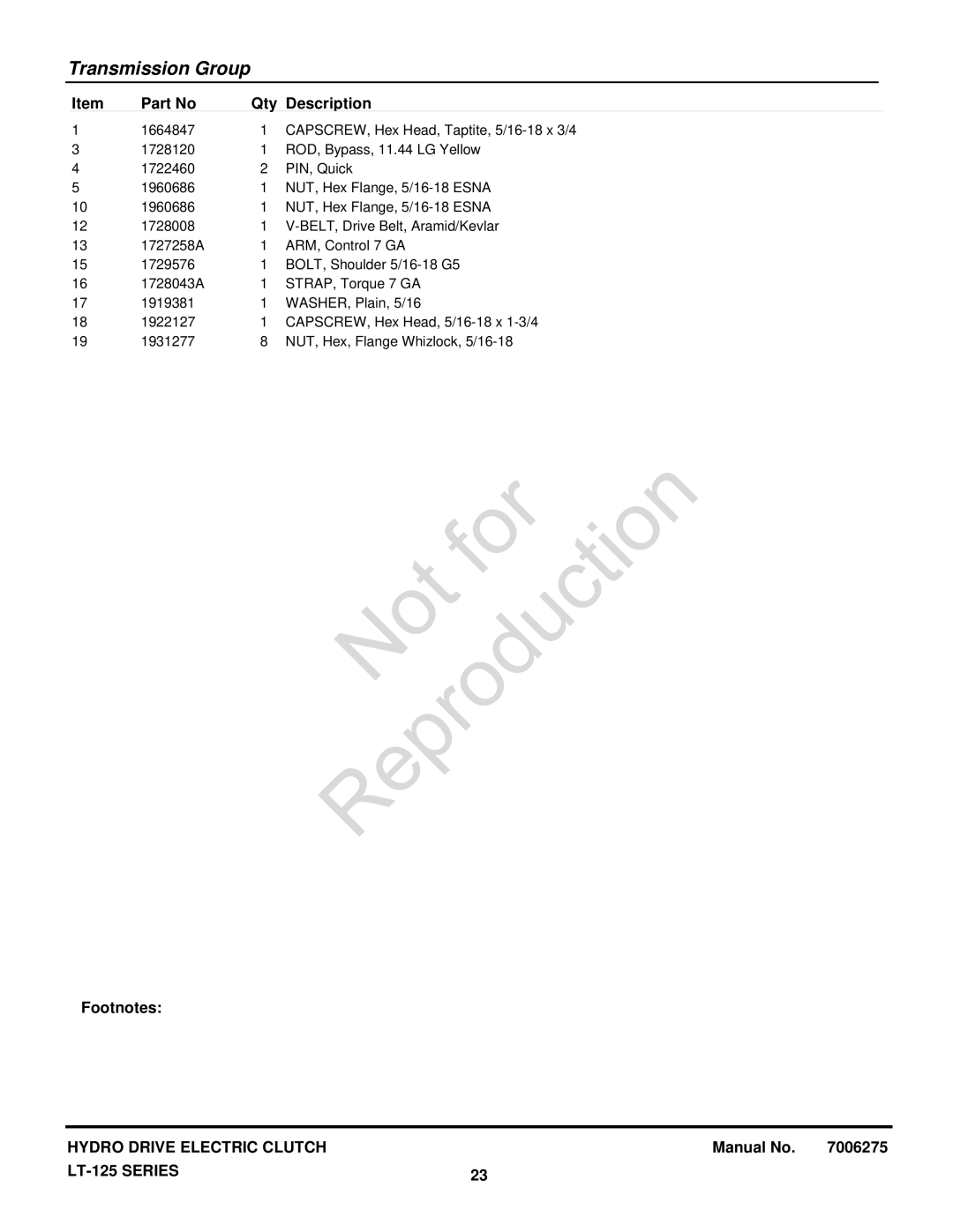 Briggs & Stratton LT-125 manual Manual No 