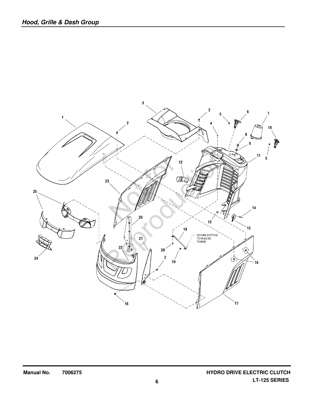 Briggs & Stratton LT-125 manual Hood, Grille & Dash Group 