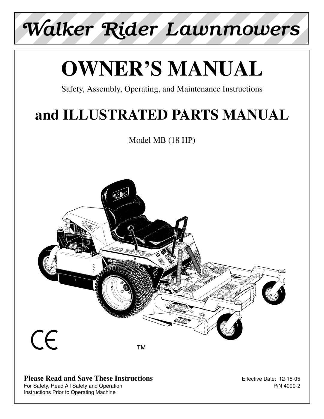 Briggs & Stratton MB (18 HP) owner manual Illustrated Parts Manual 