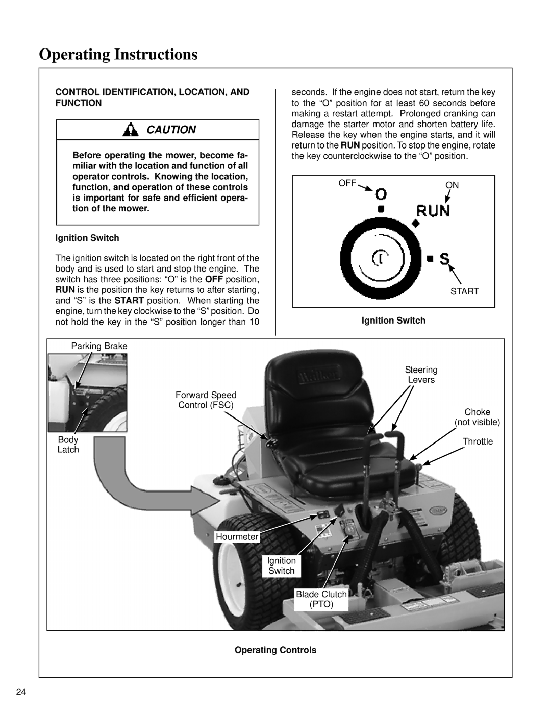 Briggs & Stratton MB (18 HP) Operating Instructions, Control IDENTIFICATION, LOCATION, and Function, Operating Controls 