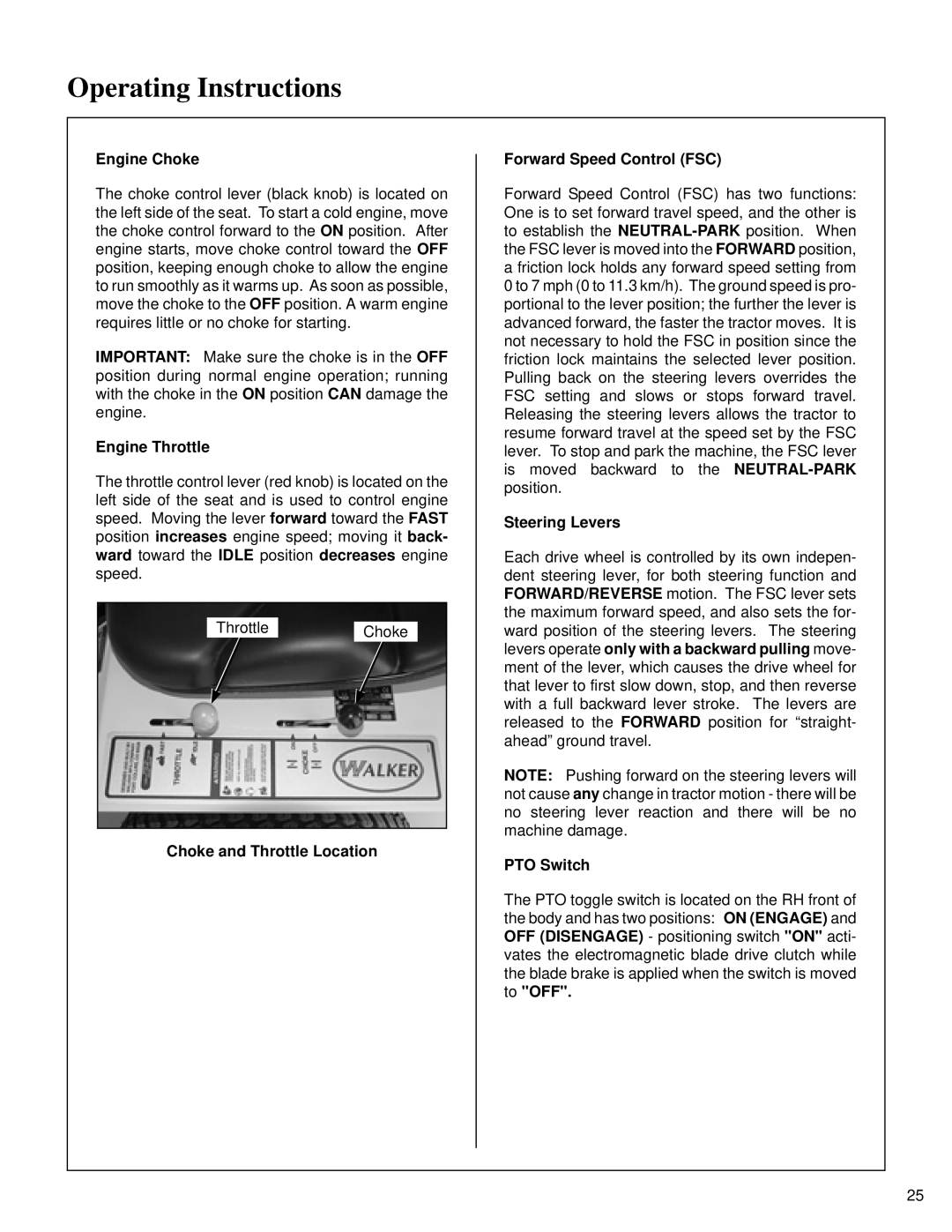 Briggs & Stratton MB (18 HP) Engine Choke, Engine Throttle, Choke and Throttle Location Forward Speed Control FSC 