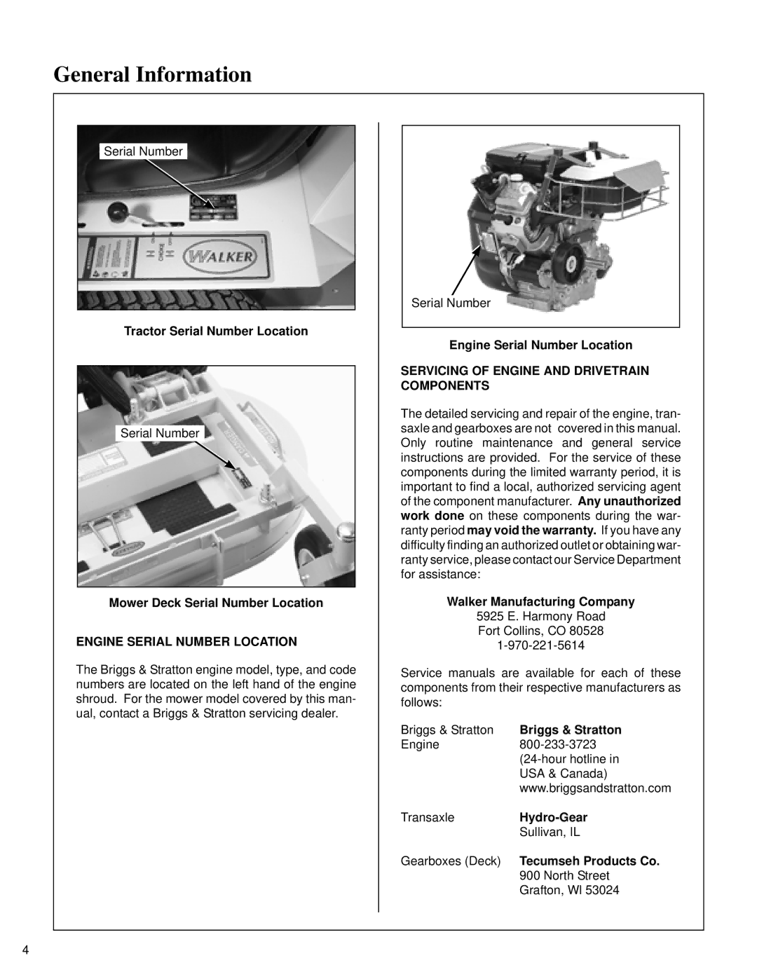 Briggs & Stratton MB (18 HP) owner manual Servicing of Engine and Drivetrain Components 