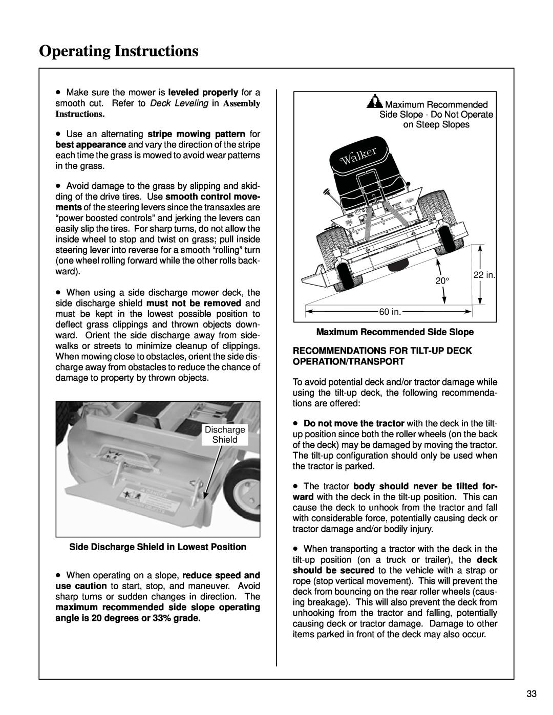 Briggs & Stratton MB (18 HP) owner manual Operating Instructions, Side Discharge Shield in Lowest Position 