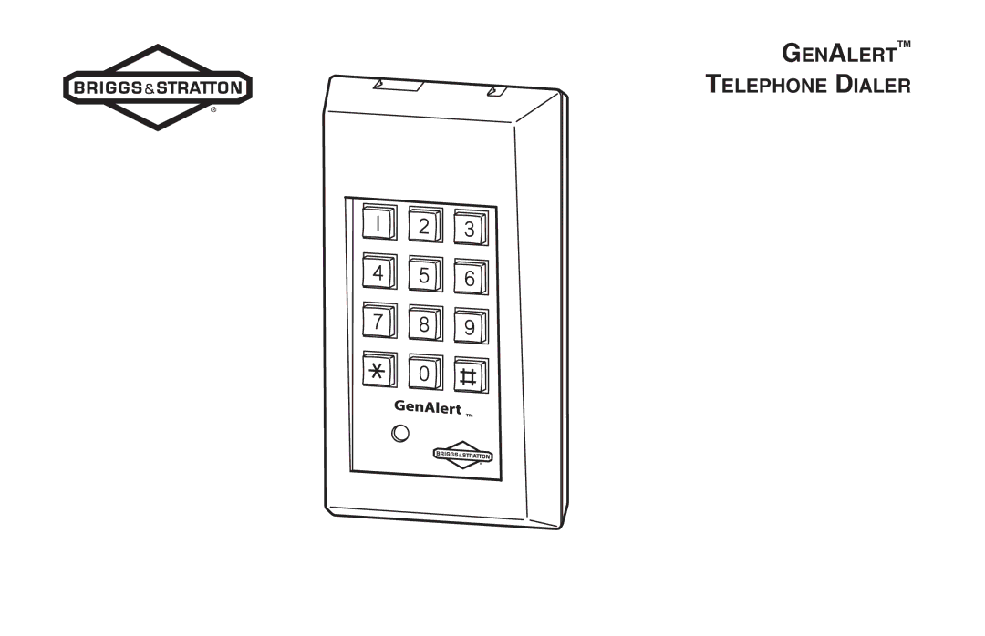 Briggs & Stratton Model 040205-0 manual GenAlertTM Telephone Dialer 