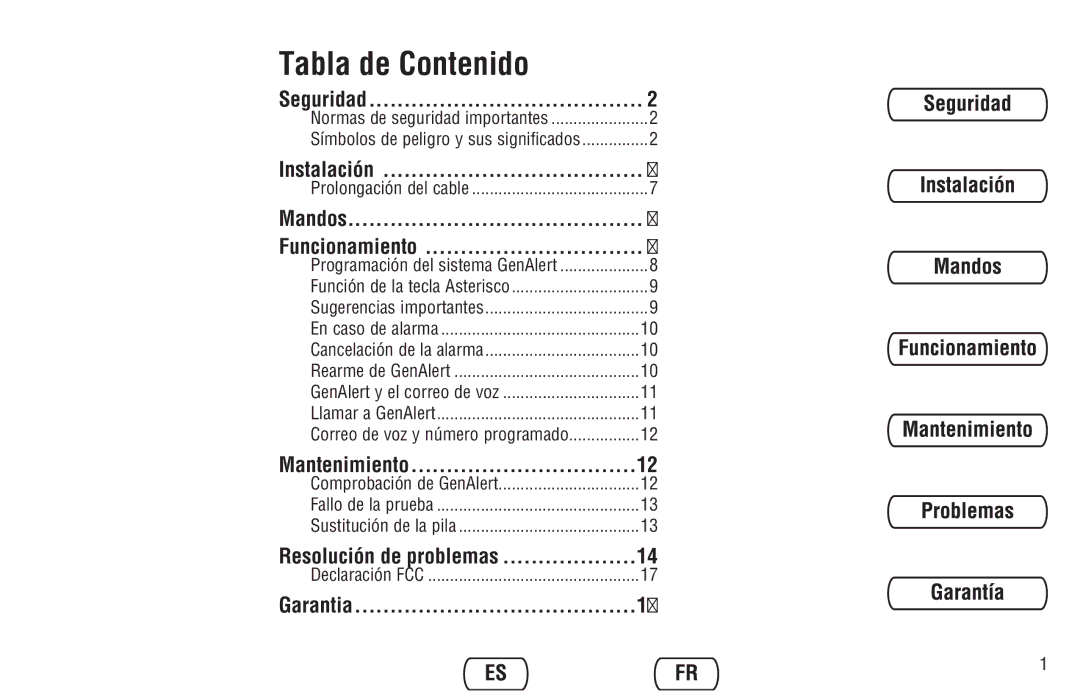 Briggs & Stratton Model 040205-0 manual Tabla de Contenido 