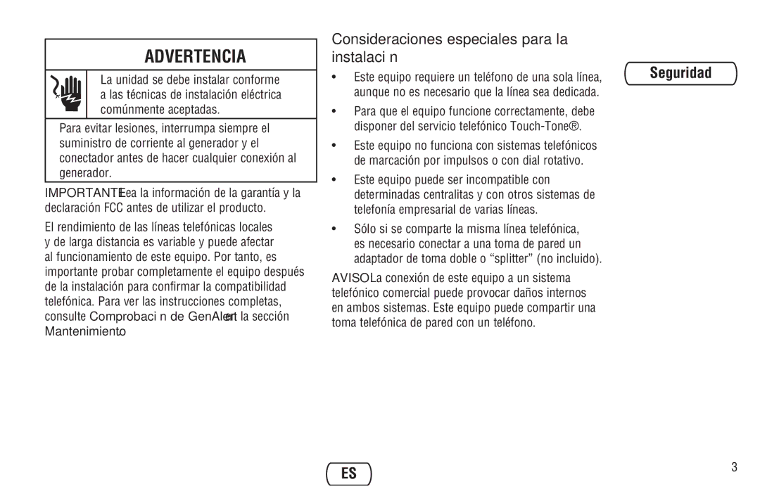 Briggs & Stratton Model 040205-0 manual Consideraciones especiales para la instalación 