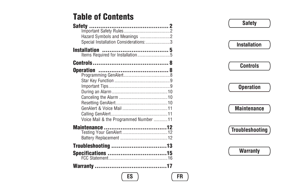 Briggs & Stratton Model 040205-0 manual Table of Contents 