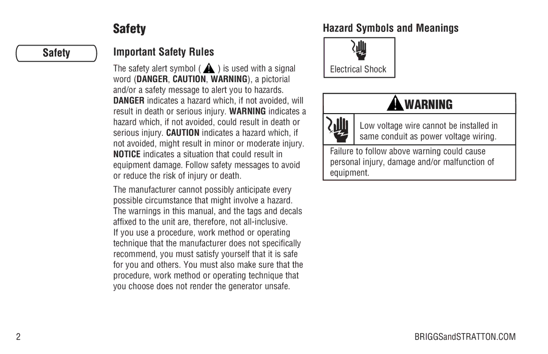 Briggs & Stratton Model 040205-0 manual Important Safety Rules, Hazard Symbols and Meanings 